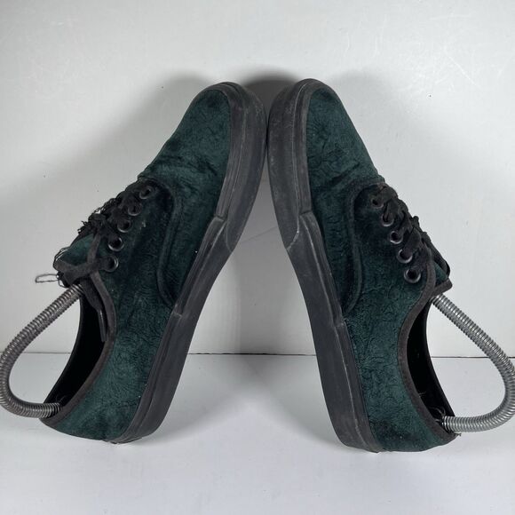 Vans Authentic Green Velvet/Velour Lace Up Skate Shoes Sneakers Women's Size 8 - Picture 5 of 8